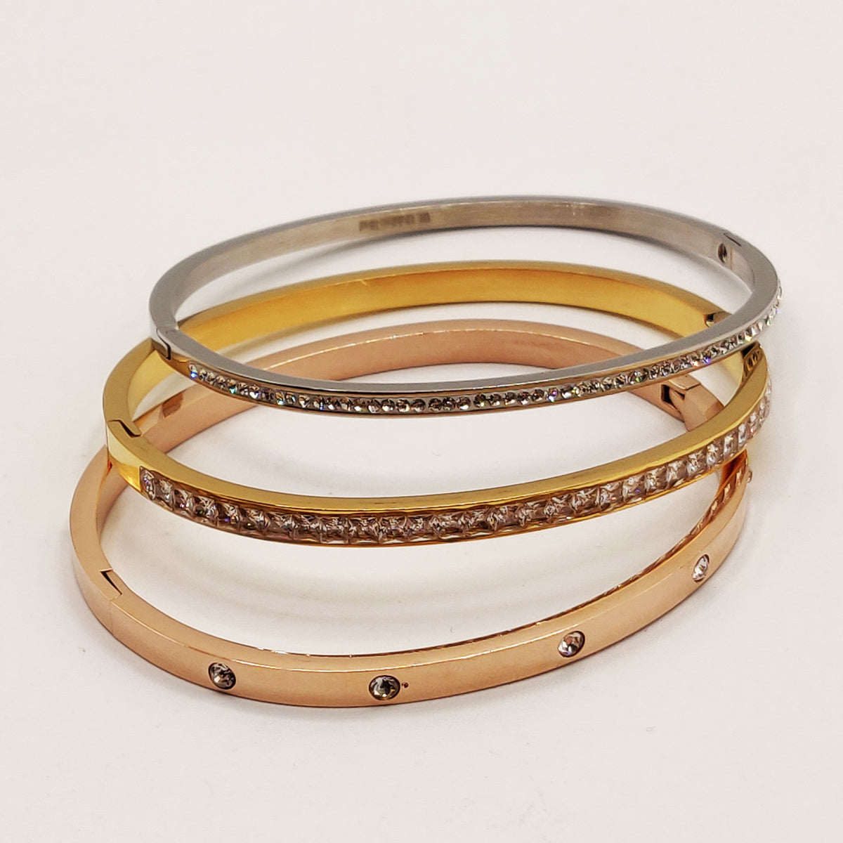 Trio de Bracelets Cristaux Tricolores Luxe